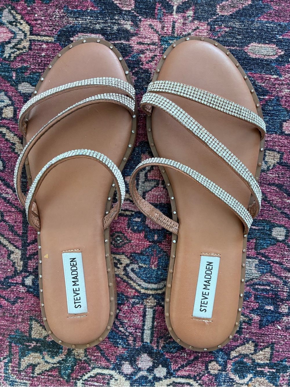 Steve Madden Rhinestone Strap Flat Sandals